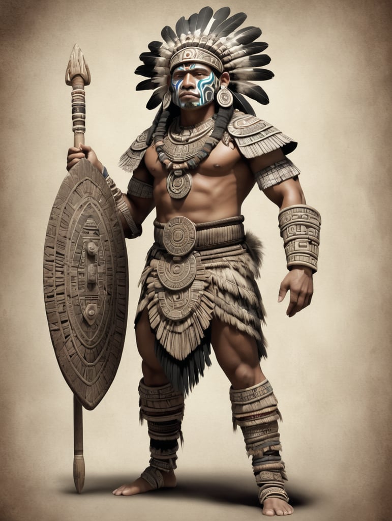 A full body picture of an aztec cuauhchicqueh.