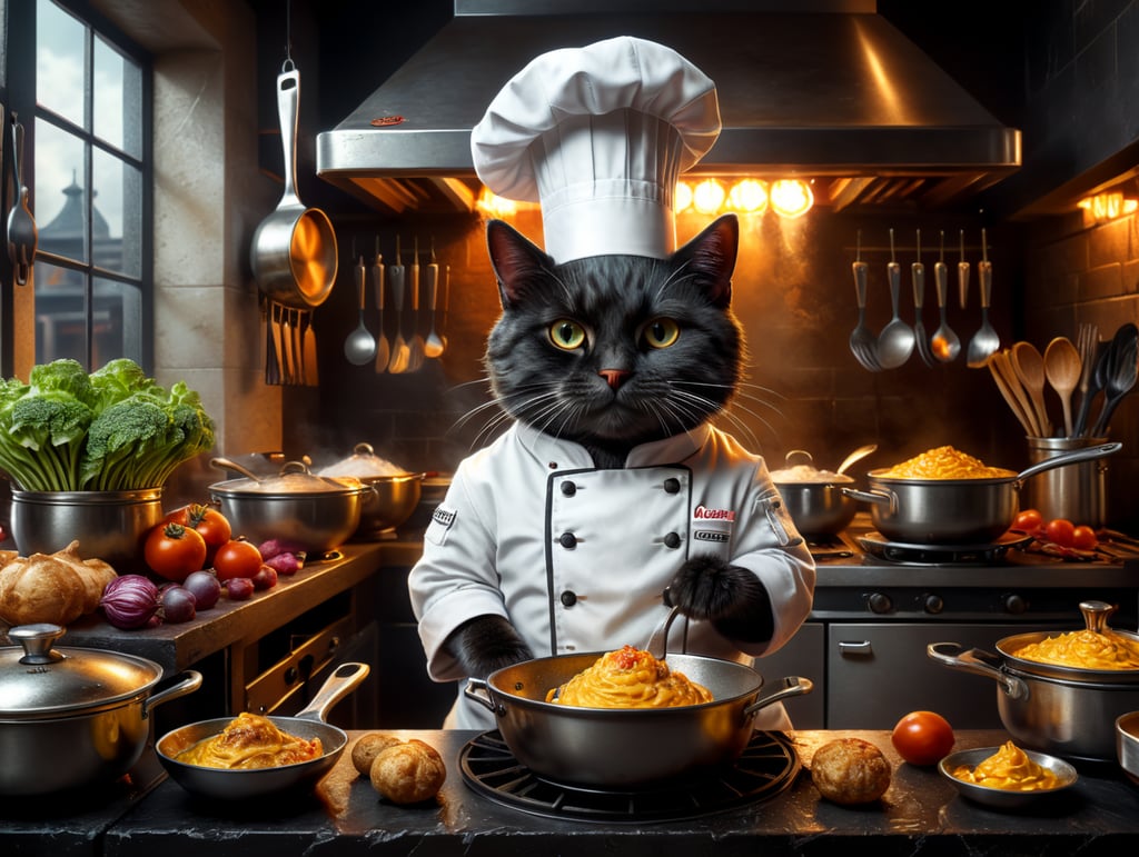cute cook chef cat