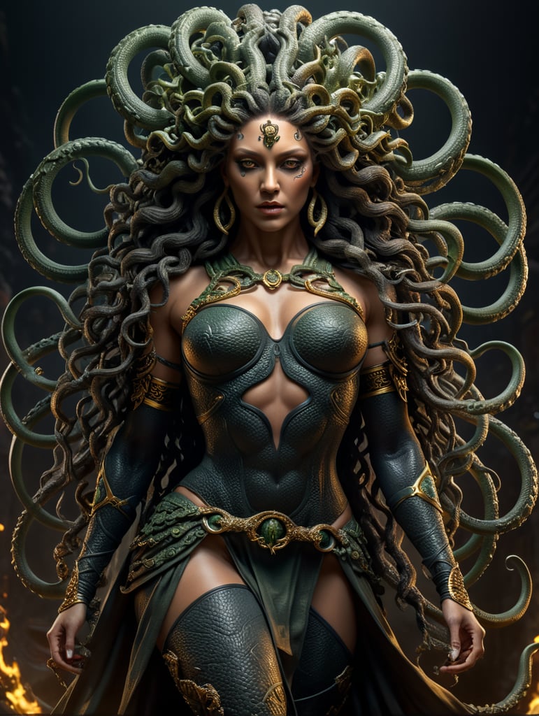 highly detailed full body of medusa