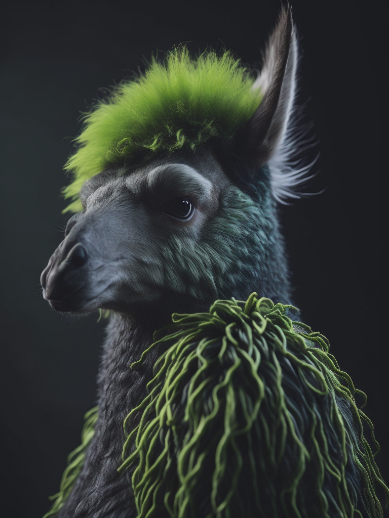 Knitted green lama