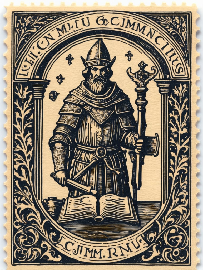 Medieval style stamp ex libris œcumenius