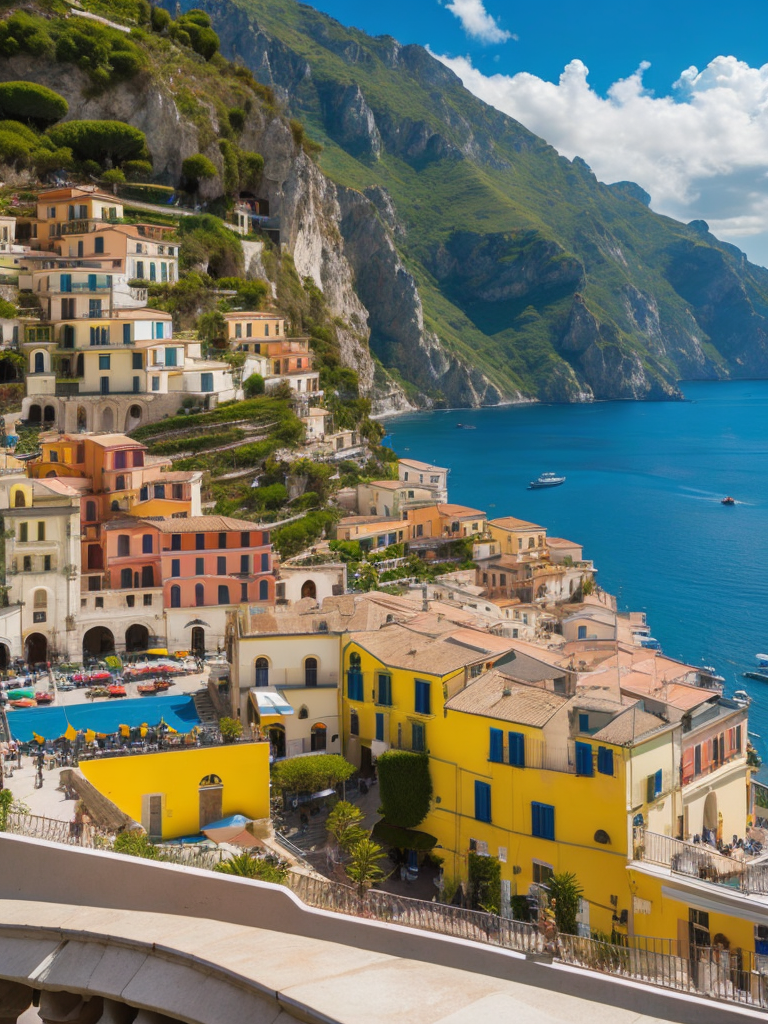 amalfi coast, Vibrant colors, High detail,