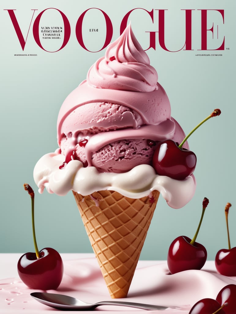 Ice cream with cherry on the cover of Vogue