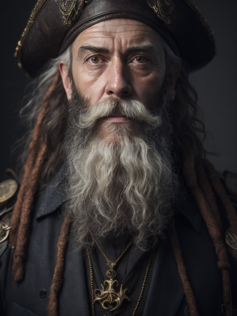old pirate with octopus beard, dark scene, dark atmosphere, epic shot, sharp on details