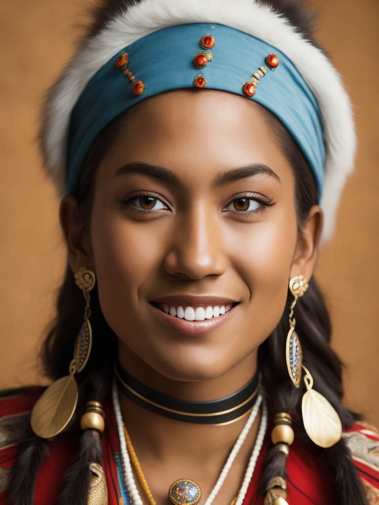 native american woman 19 years old in national dress