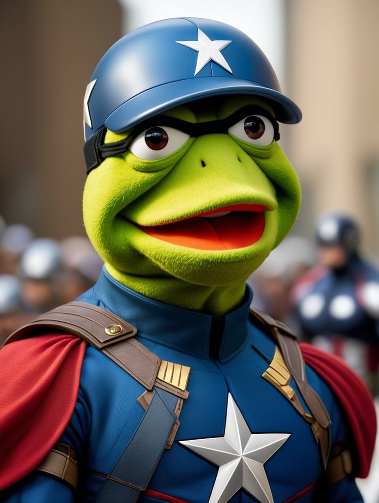 Kermit the frog in captain america outfit, 16k