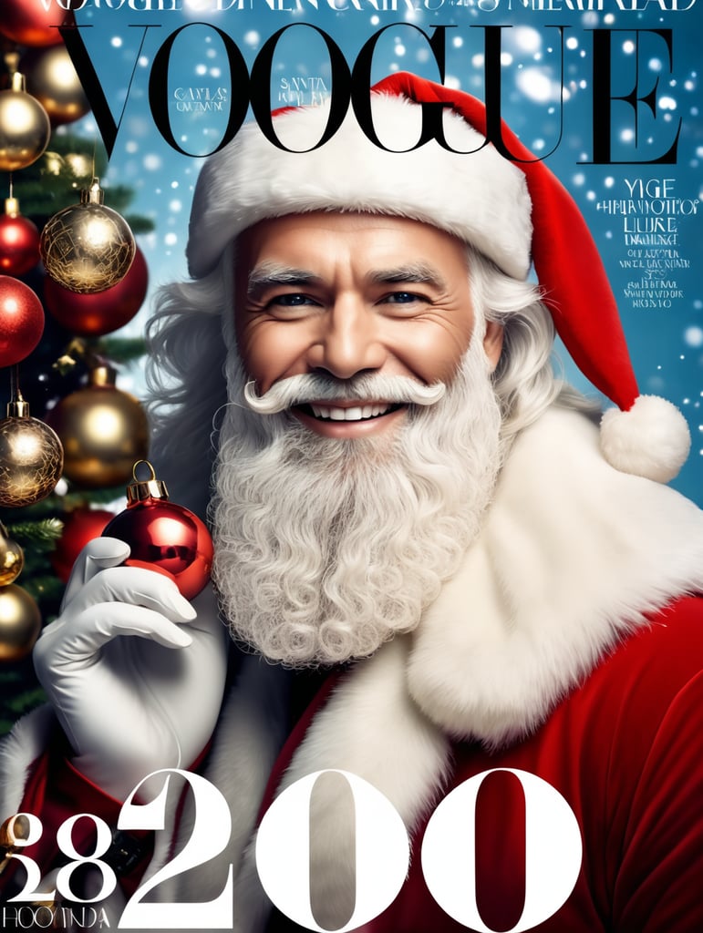 Happy New Year 2024, Holiday mood, Santa on the cover of Vogue