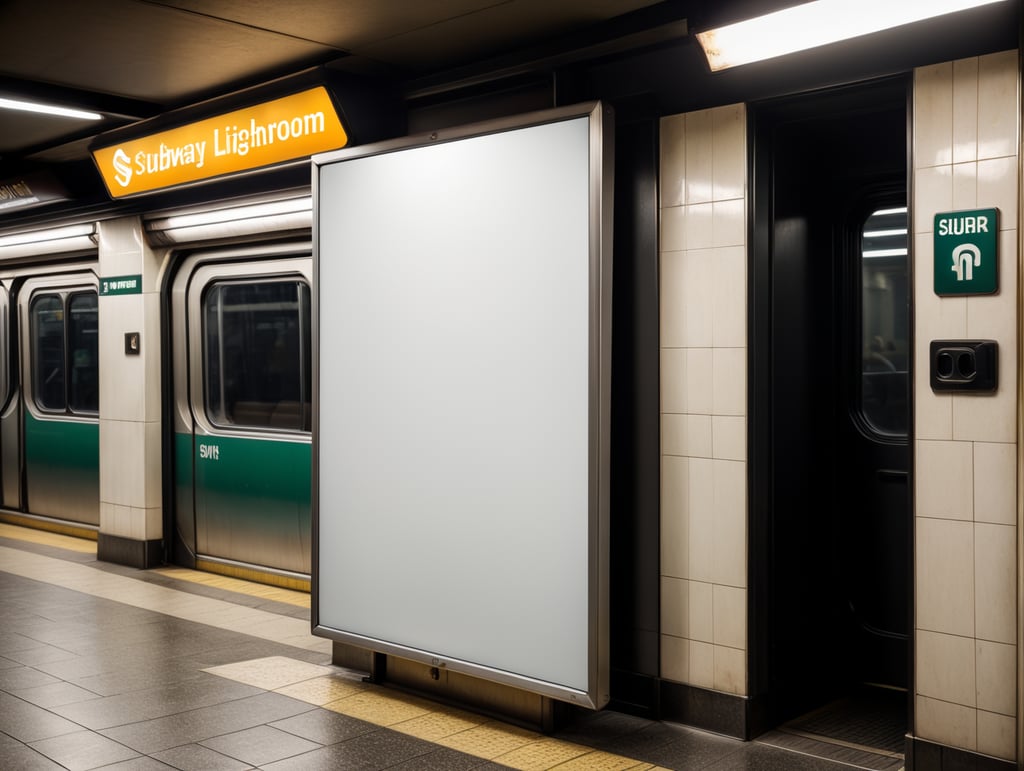 subway blank white billboard, mockup, mock up