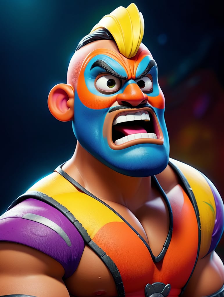 Portrait of a masked mexican wrestler, Vivid saturated colors, Contrast color, studio photo, professional photo, Rich colors, Detailed image