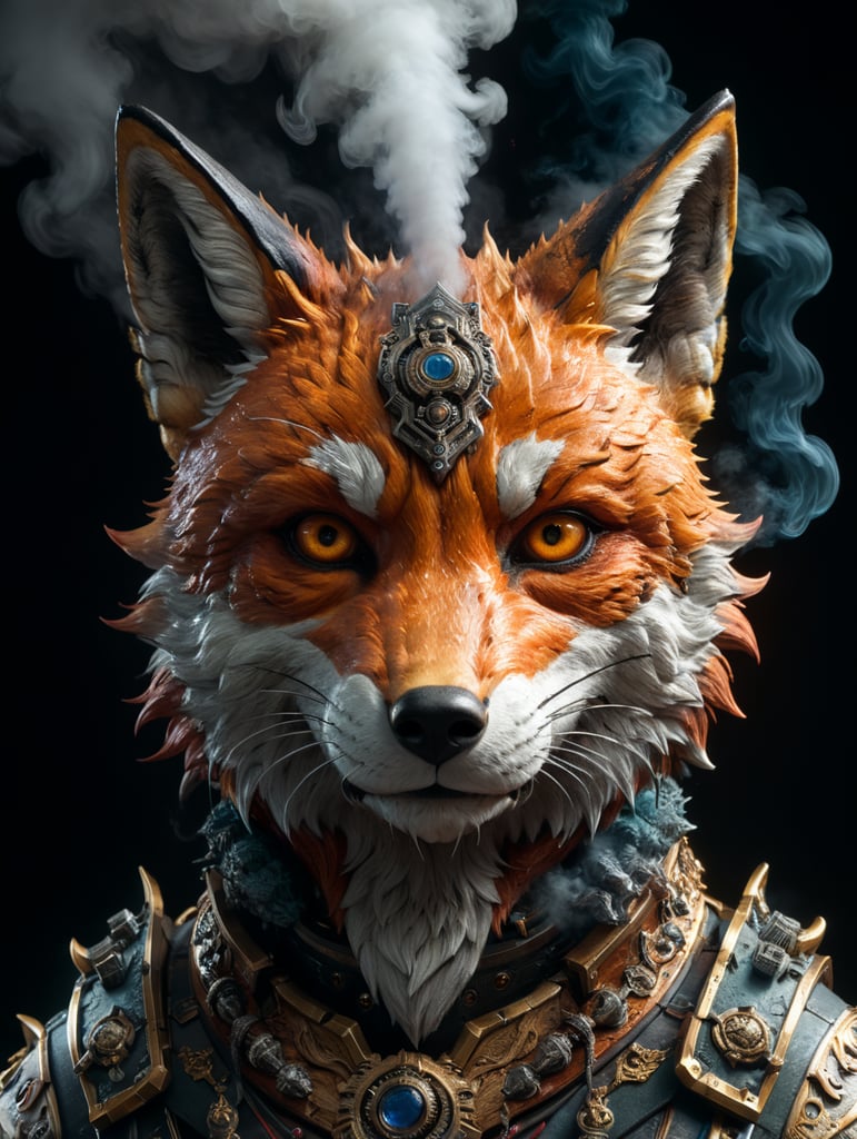 fox head, smoke, cyber