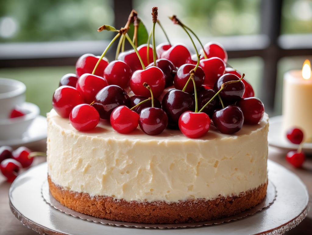 fine cake with one cherry