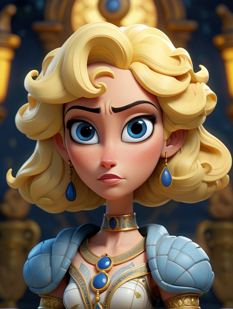 mythology goddess creature with Tutankhamen mask made of azulejo’s white and blue, gothic, gold, Neoclassical, elegant, beauty, antique classical, masterpiece, Canon50, Beautiful Lighting, Sad, highly detailed, detailed facial features, unreal engine, very detailed eyes, symmetrical eyes, mythology