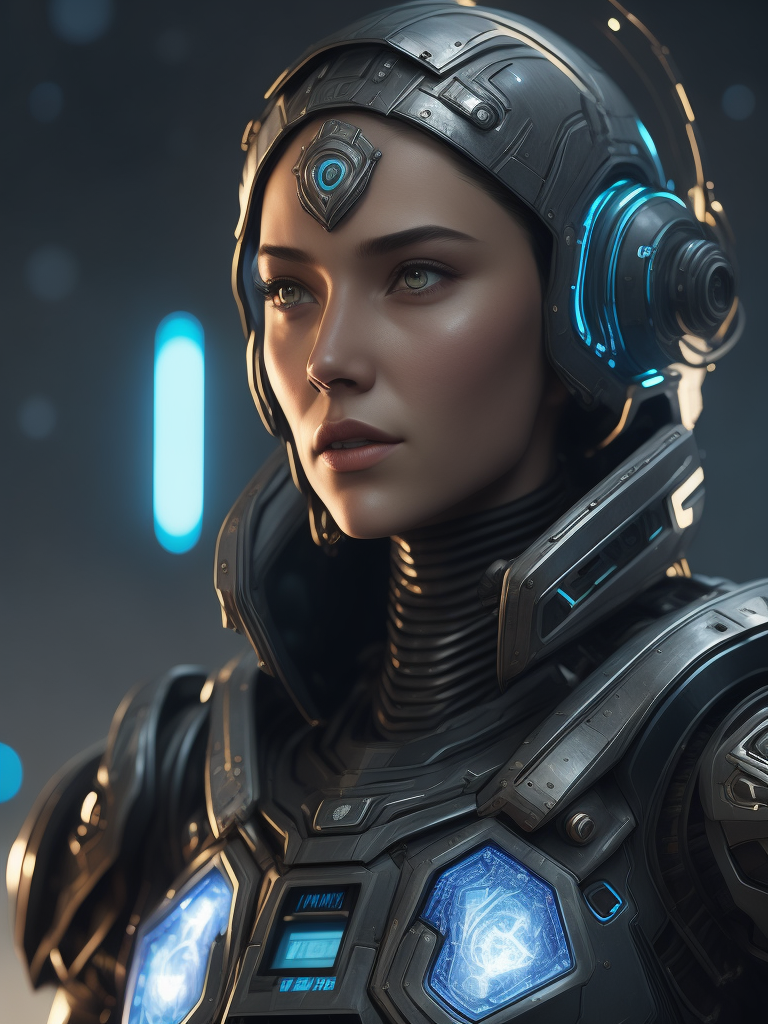 Girl iced robot in height