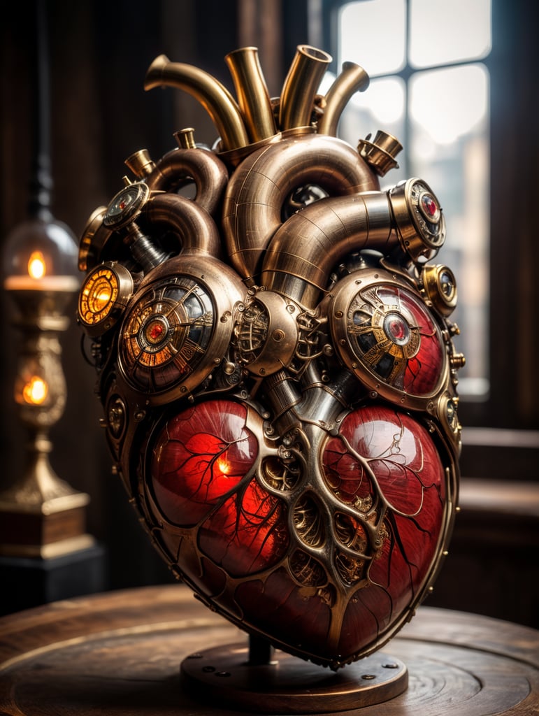 human heart made by a skilled craftsman in medieval steampunk style