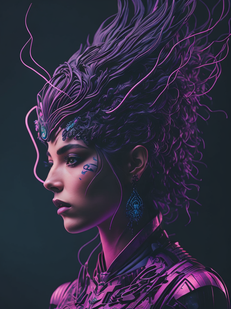 A cybernetic goddess, vaporwave aesthetic, colorful, psychedelic, digital painting, artstation, concept art, smooth, sharp focus, illustration