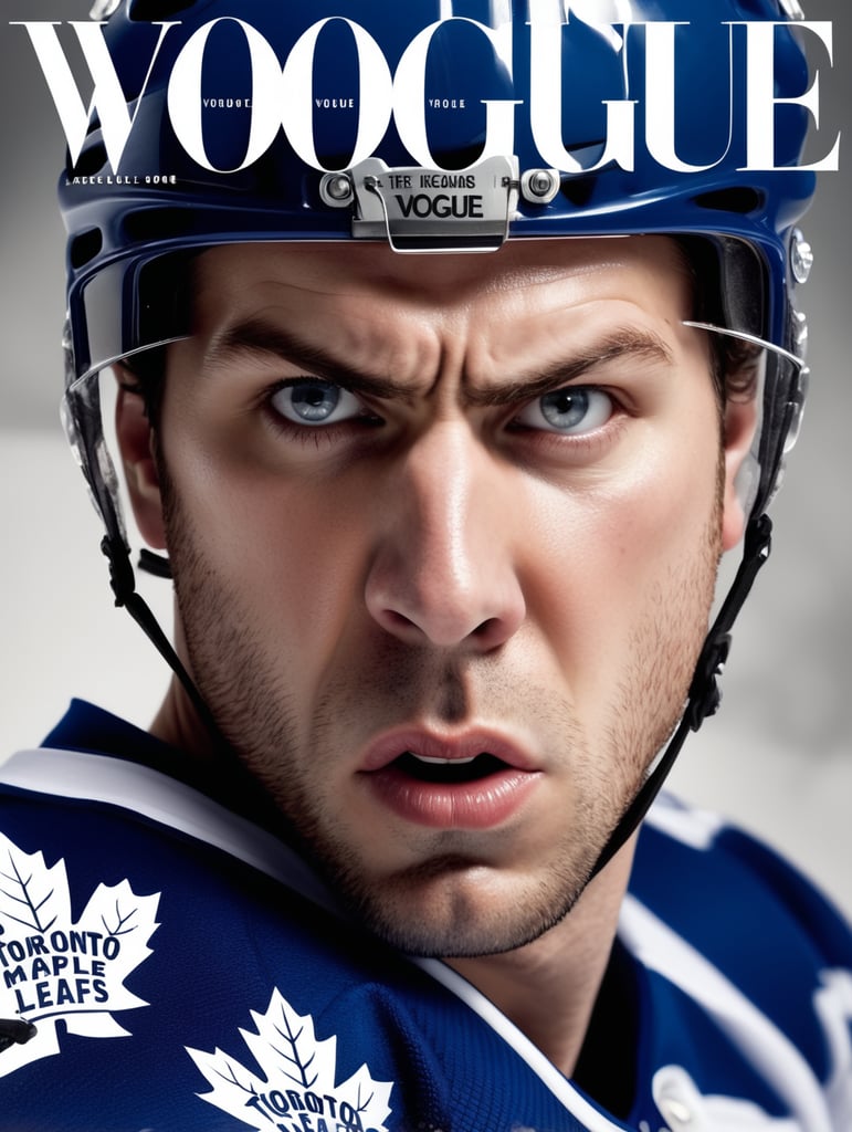Toronto Maple Leafs Ice hockey player angry face on the cover of Vogue