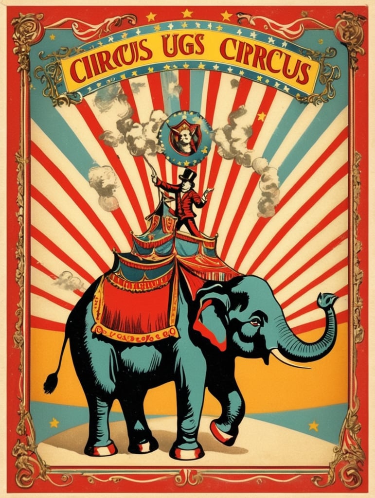vintage Circus postcard illustration