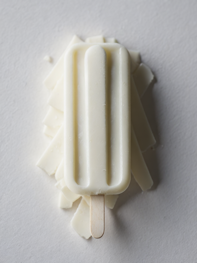 Vanilla white popsicle on white background