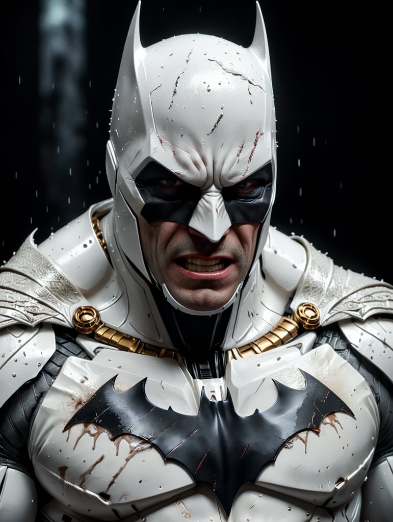 Batman crying in white suit