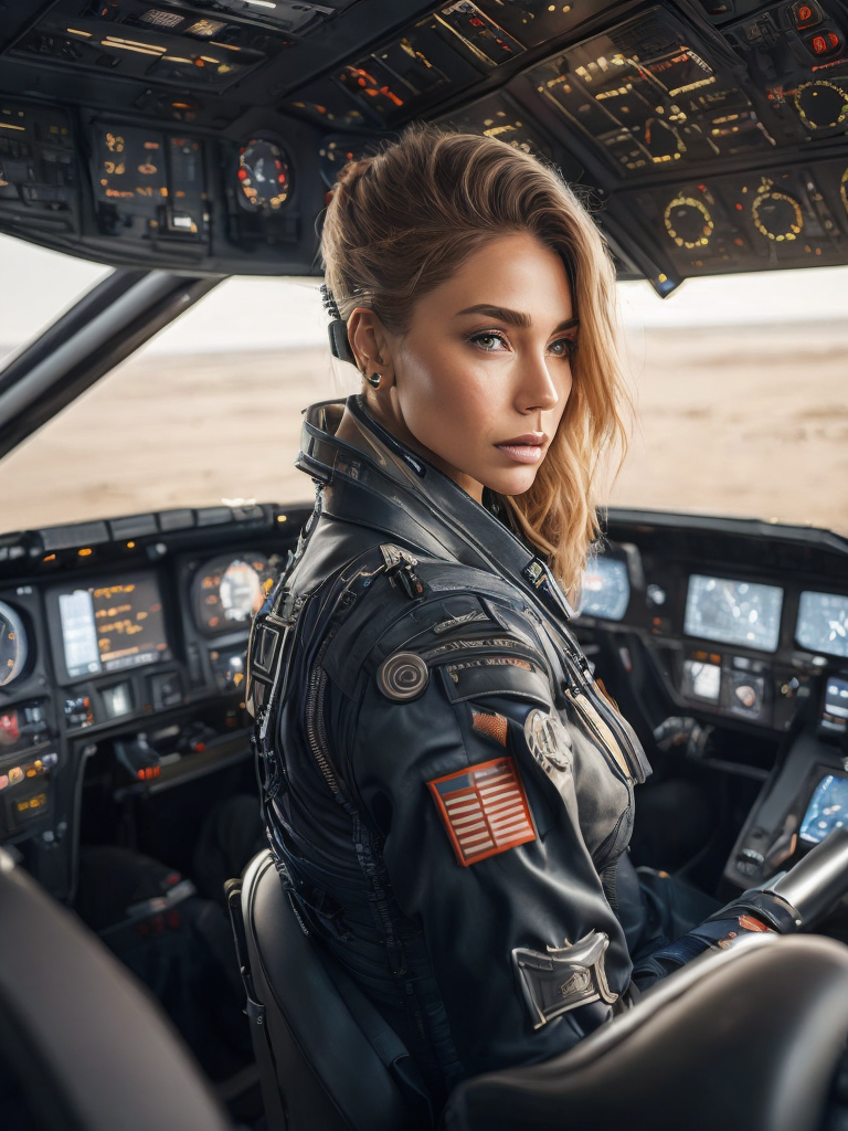 Cyborg pilot russian women, interior cockpit, hyperdetailed, by john blanche