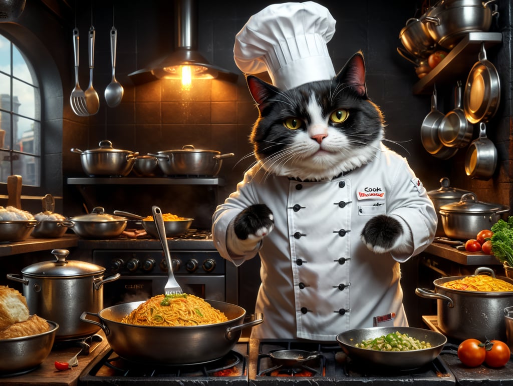 cute cook chef cat
