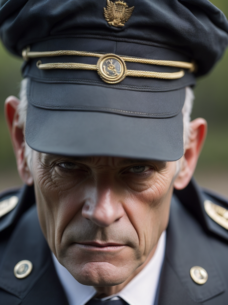 51-year-old German WWII admiral, ruthless in uniform with gestapo emblems. close-up image with 4K, maximum resolution, cinematic effect.