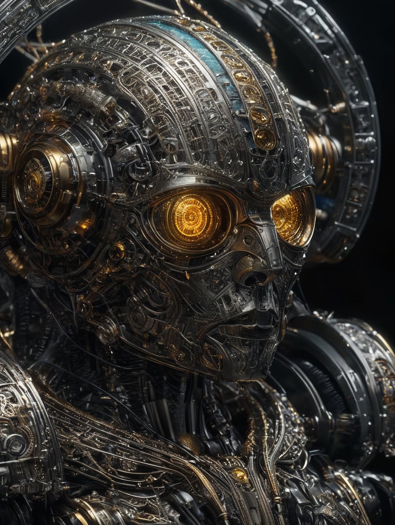 Nanobots , blink and you'll miss it details , I can't believe this is real , microfine microcircuitry and filigreed delicate wiring , luminous transparency --q 5