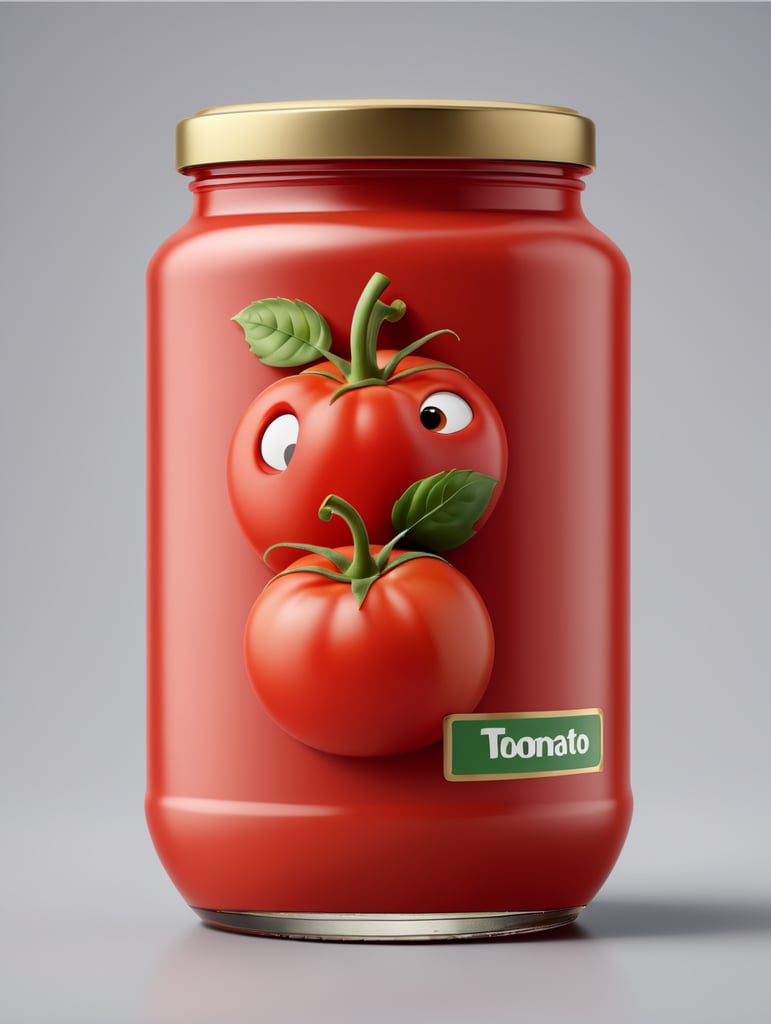 tomato puree jar mockup, no label, isolated, grey background