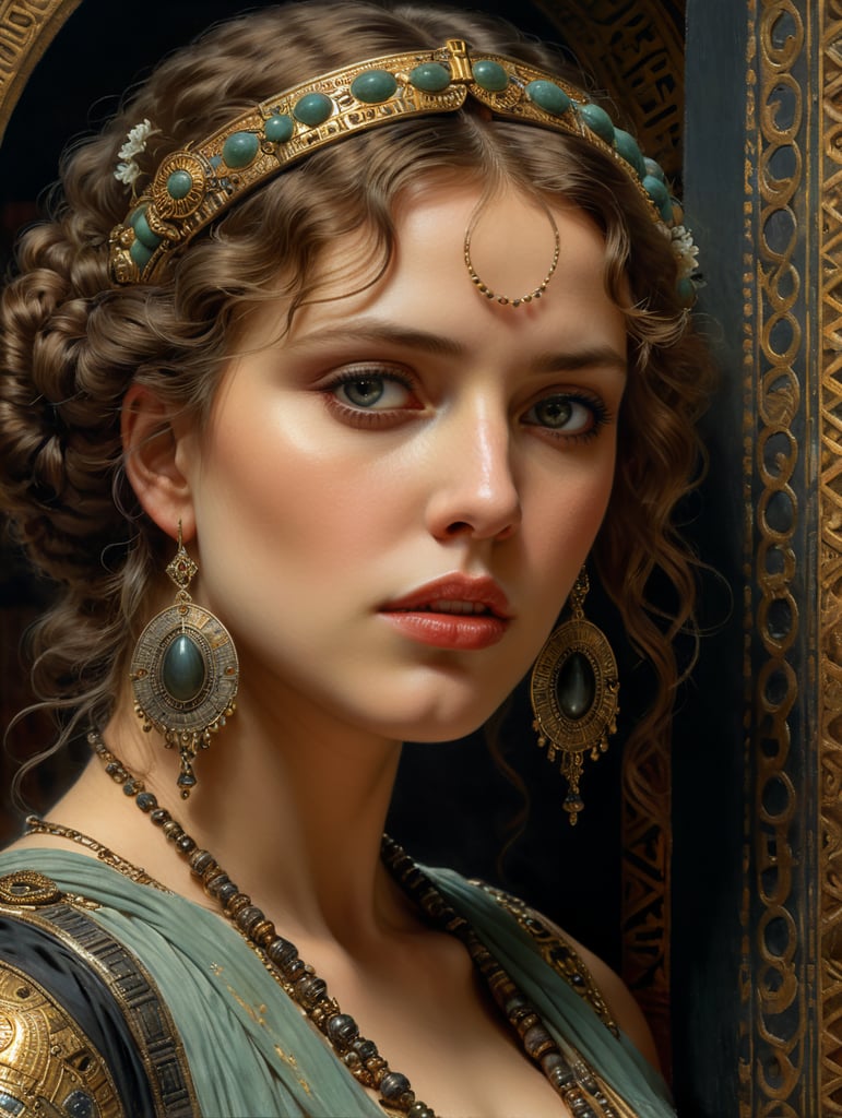 A beautiful painting by Sir Lawrence Alma Tadema, a portrait of a woman, masterpiece composition.