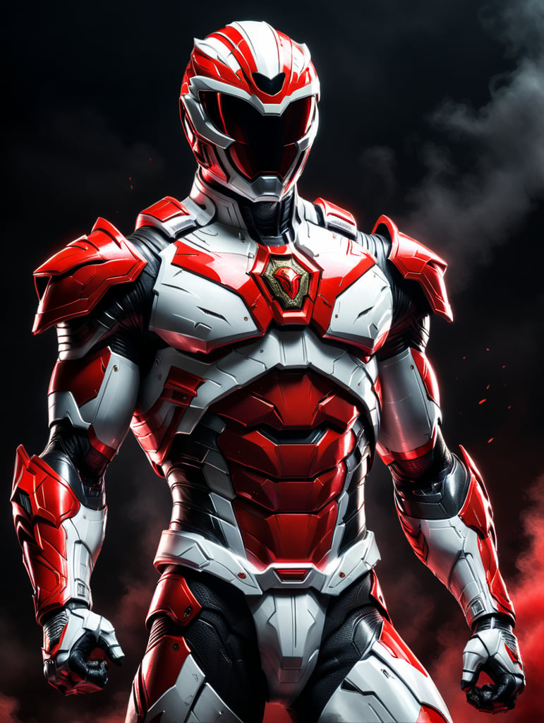 White red armored power ranger Full body photo