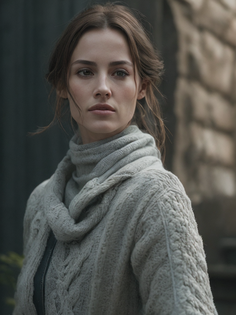 White woolen knited woman sweater