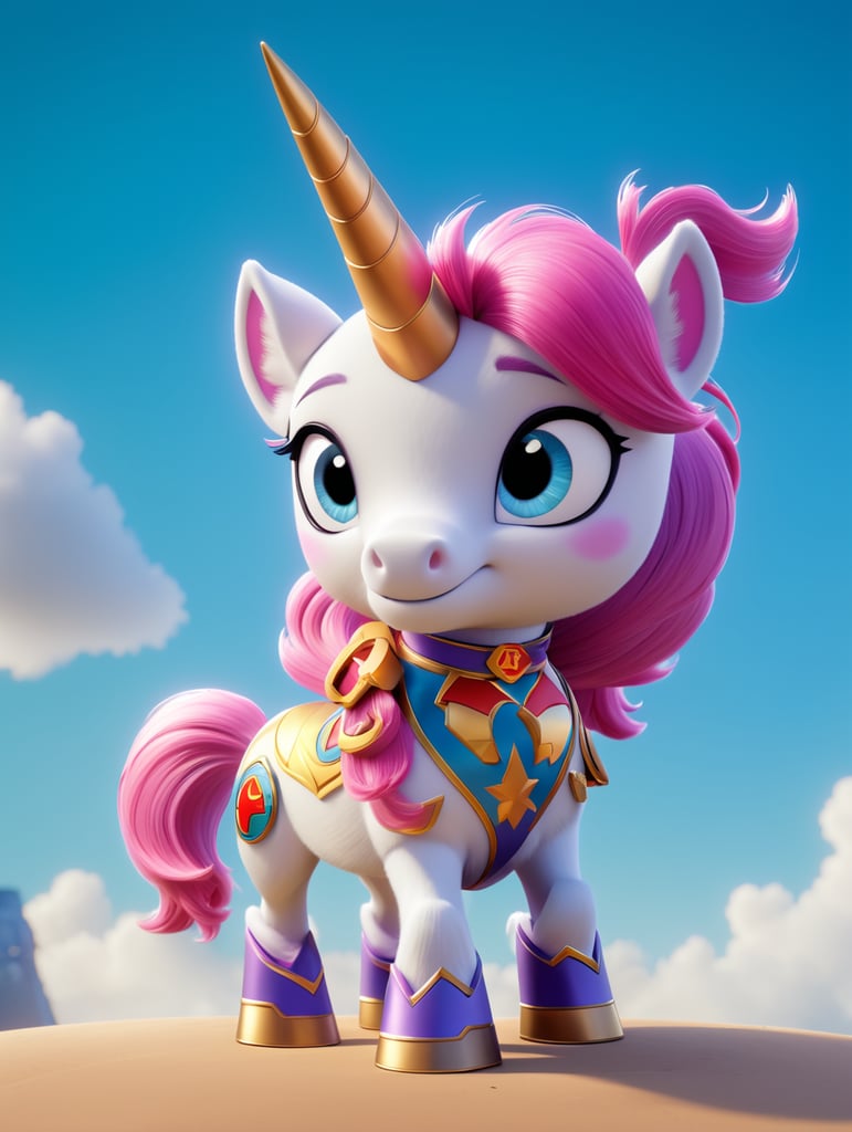 a superhero and creative pony in a creative environment