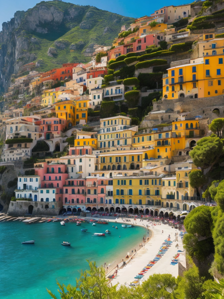 amalfi coast, Vibrant colors, High detail,