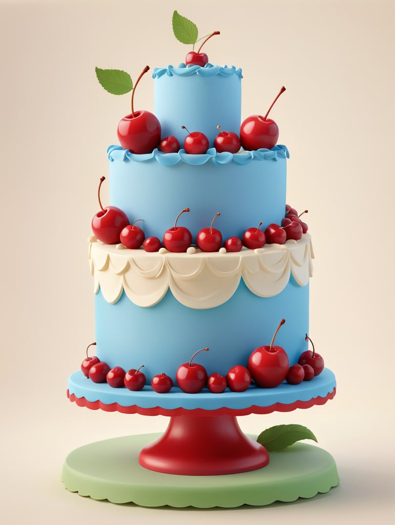 fine cake with one cherry