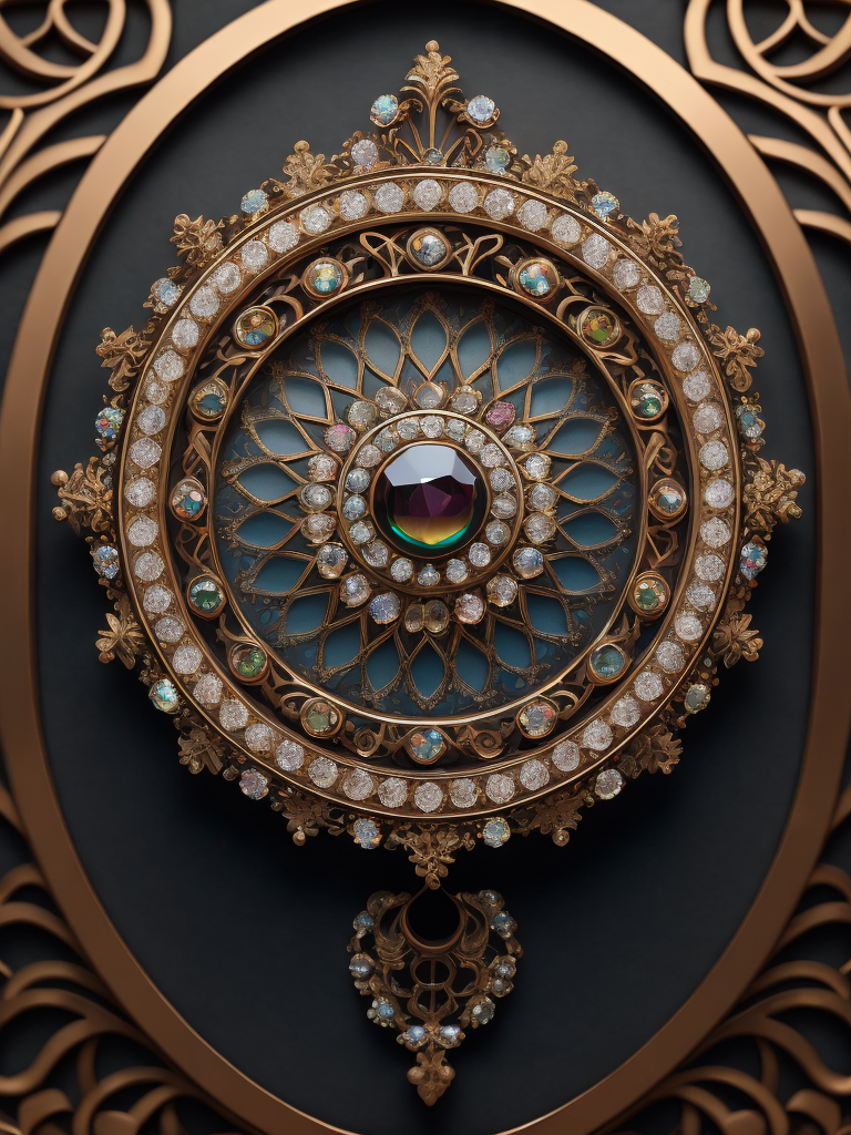 fractal jewelry clock with colourful gems