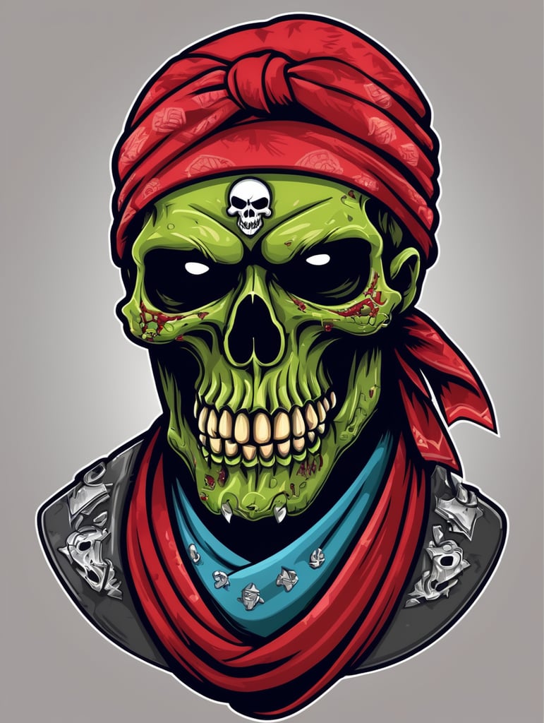 Zombie bandit skull with bandana on face mascot logo, e-gaming, bright colors, Gaming Logo, vector image