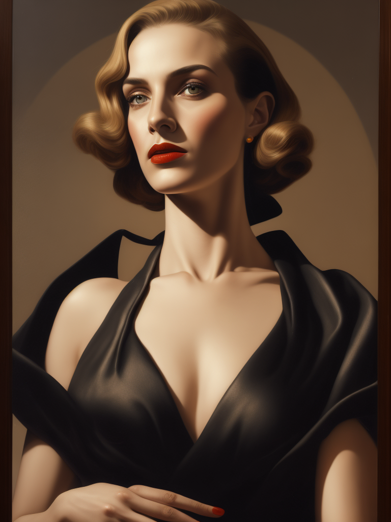 A Tamara de Lempicka woman made real, human, photograph, as if the painting of the woman came to life.