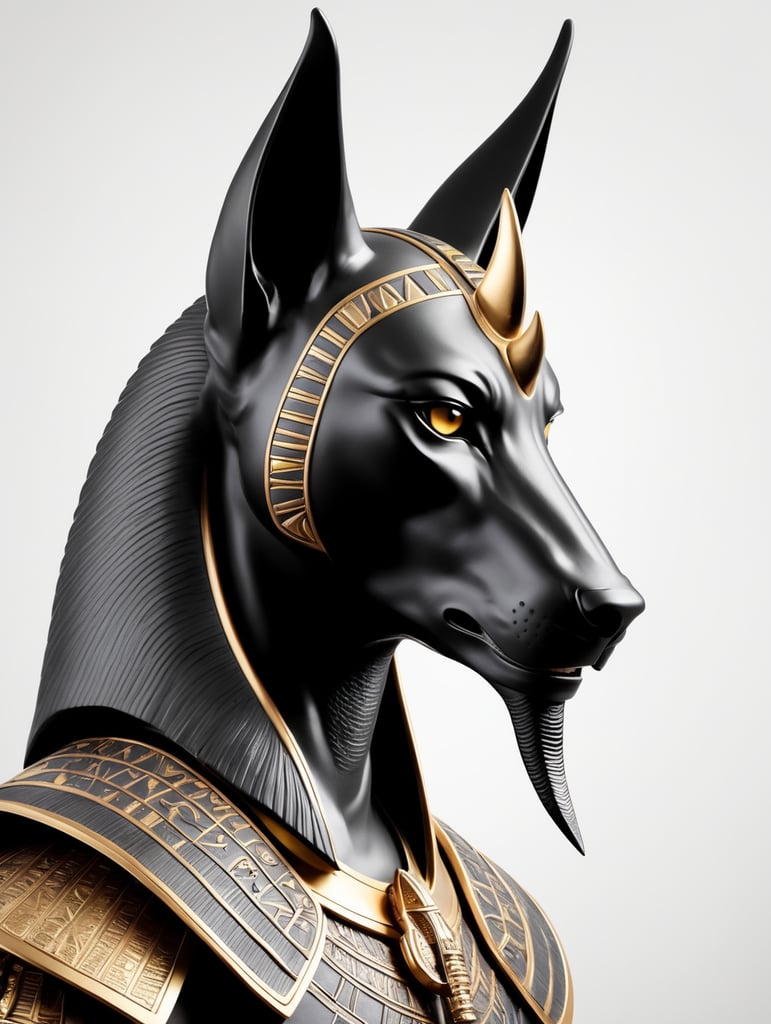 Egyptian god Anubis, dark style, sharp on details, black background