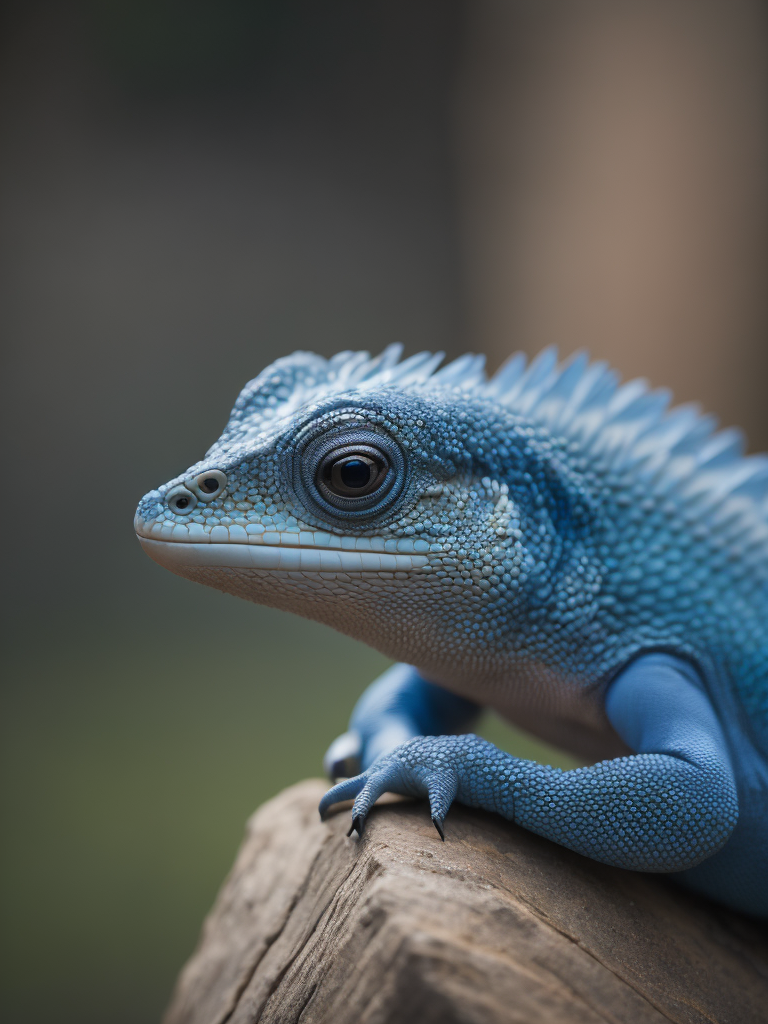 Blue feathered lizard, Vibrant colors, Depth of field, Incredibly high detail, Blurred background