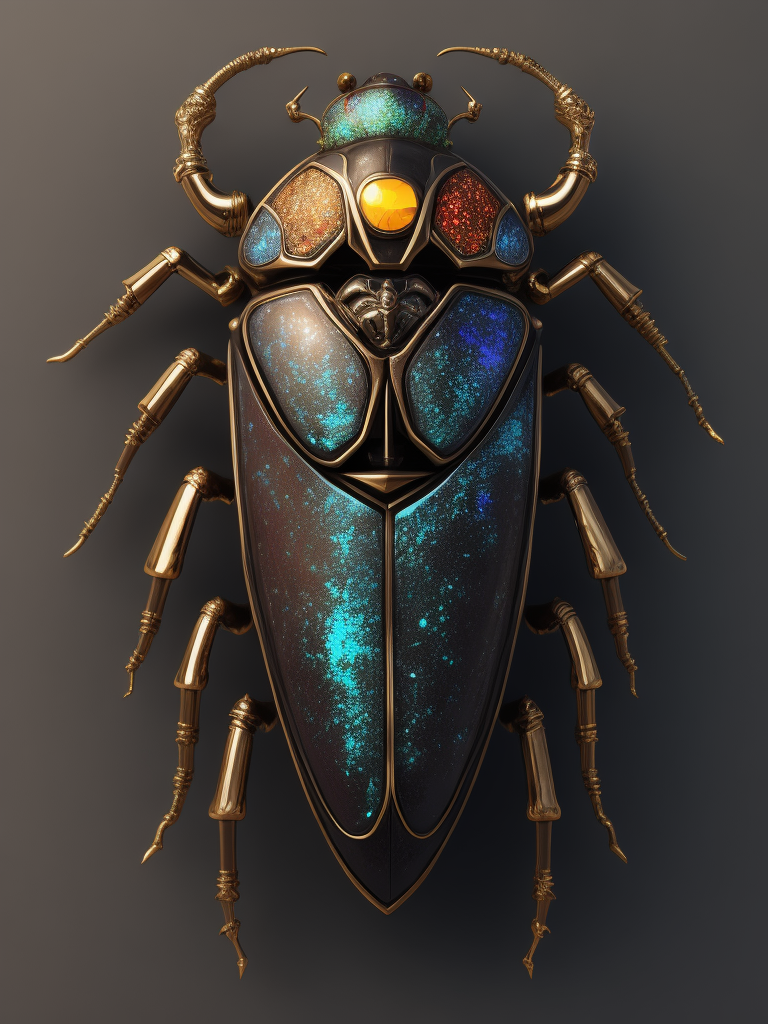Beetle brooch made from various gems