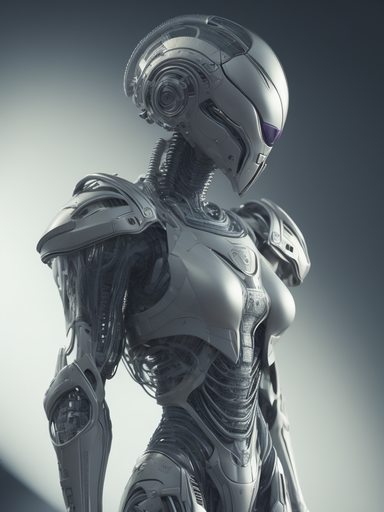 Alien biomechanic, full body cinematic style digital art render with mechanical and futuristic details
