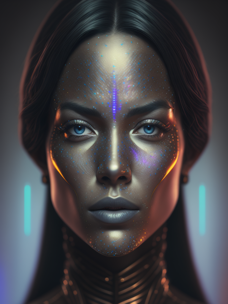 Mesmerizing Holographic face materials shimmer in motion, Photography in the style of Rankin