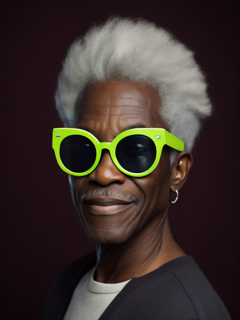 Elderly man with black skin and gray hair wearing glasses