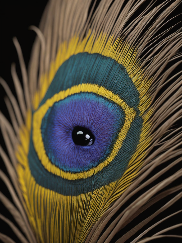 Флейта, перо павлина, желтый