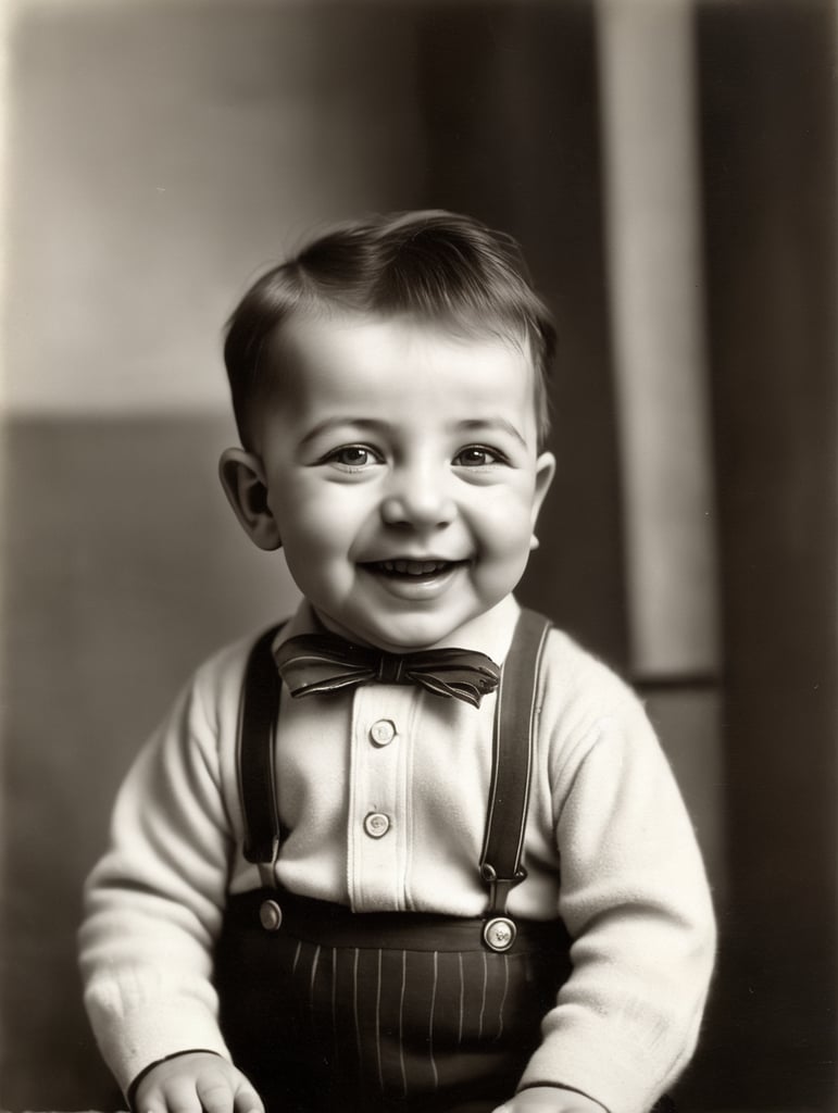 portrait of Joseph Stalin as a kid, 6 month old, happy emotions on his face