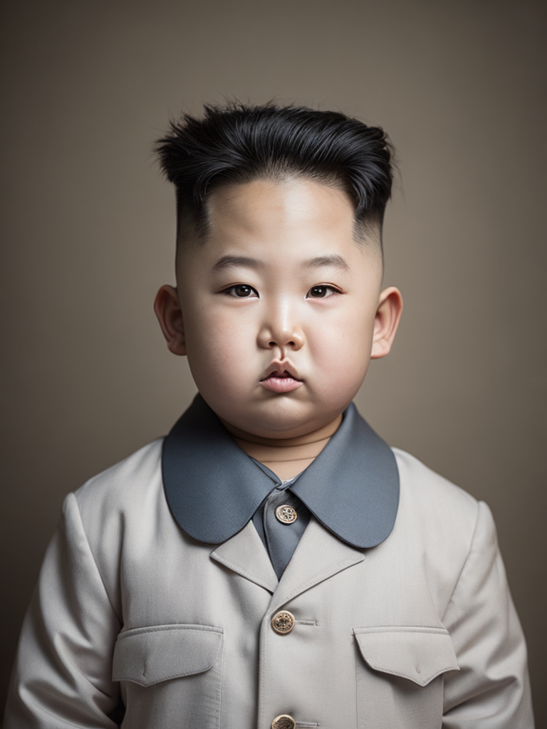 portrait of Kim Jong Un as a kid, happy