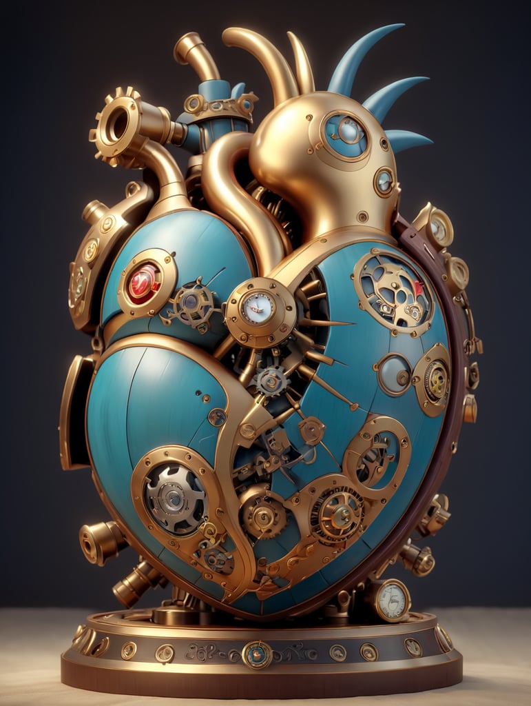 human heart made by a skilled craftsman in medieval steampunk style