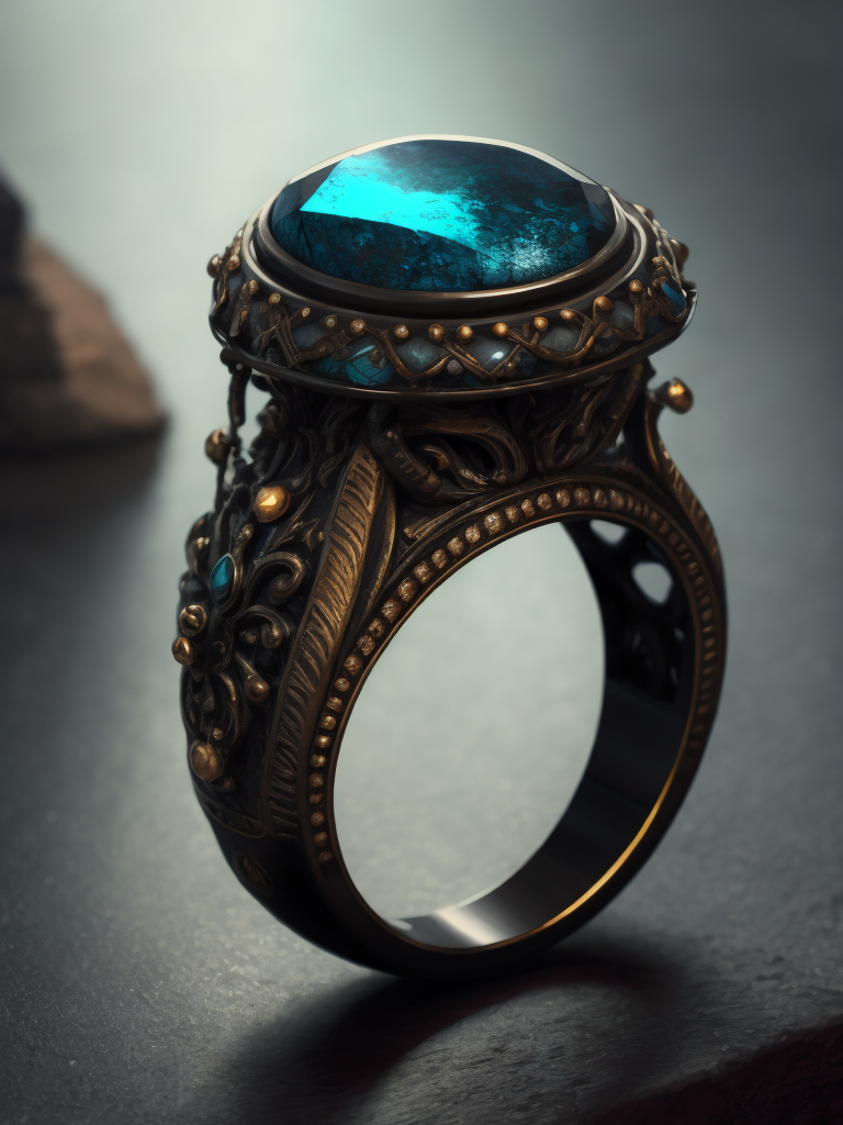 Berlin black iron ring in a victorian gothic style with black stone