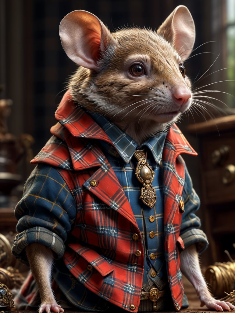 field mouse in plaid vivienne westwood outfit