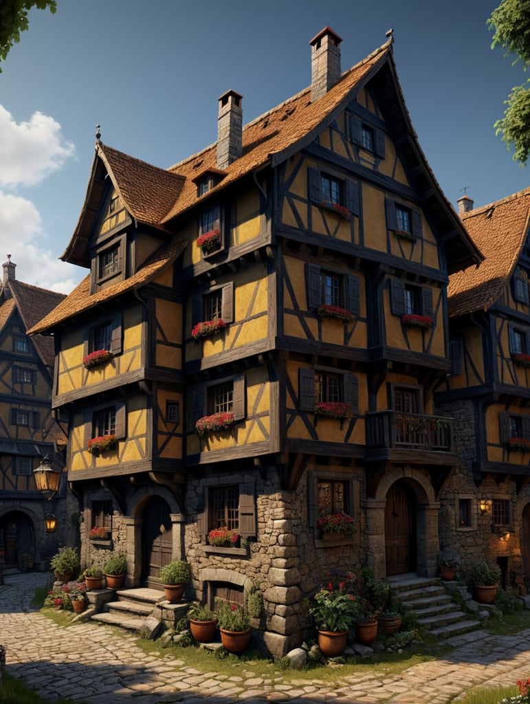 draw a house in a picturesque village